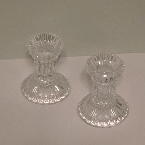 Vintage Mikasa Jubilation Fluted Clear Crystal Taper Candle Holders - Set of 2